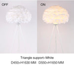 Ivory Feather Round Floor Lamp- Black/White/Chrome - Reflect Lighting