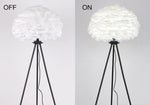 Ivory Feather Round Floor Lamp- Black/White/Chrome - Reflect Lighting