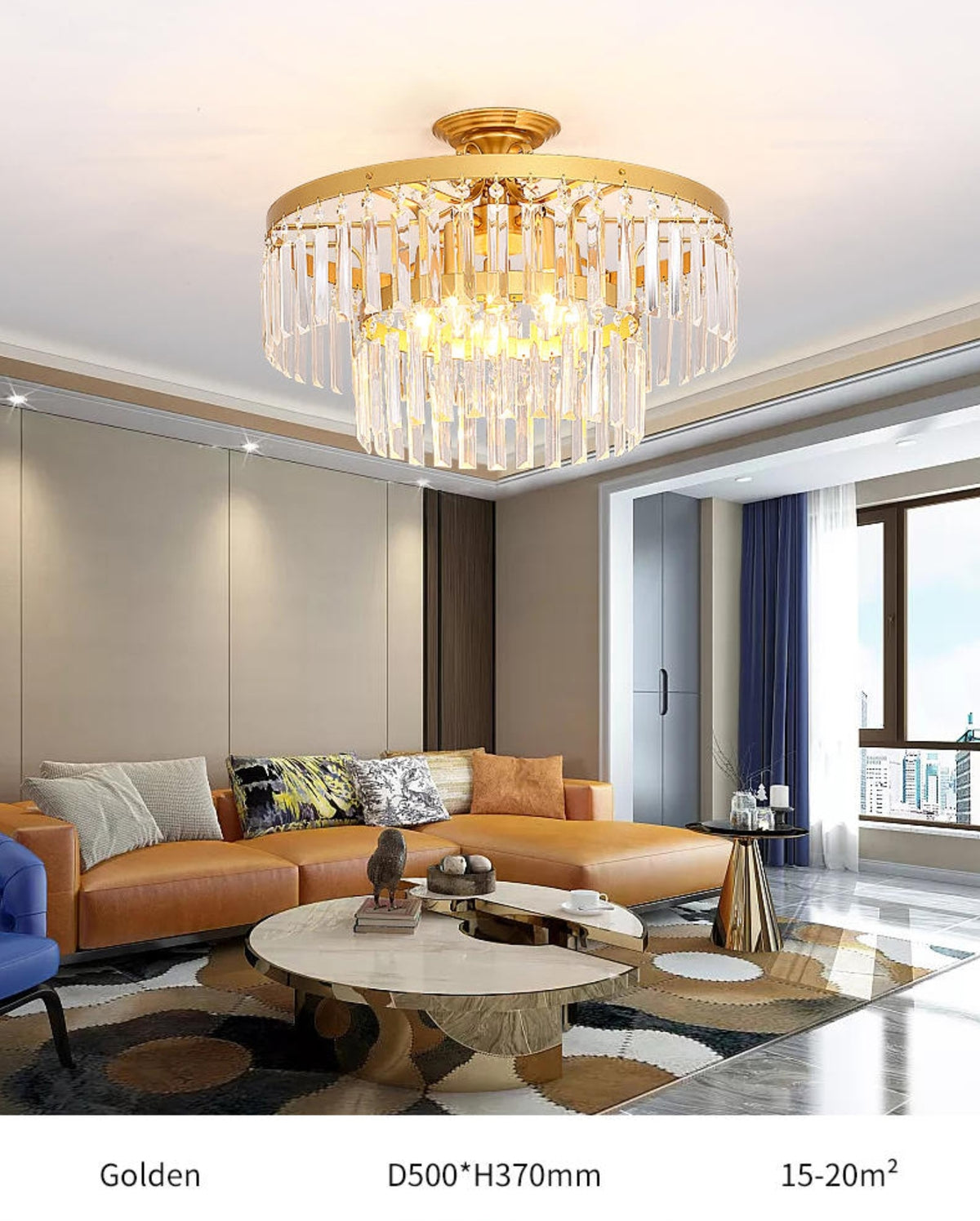Cerium Crystal Chandelier- Gold/Black - Reflect Lighting