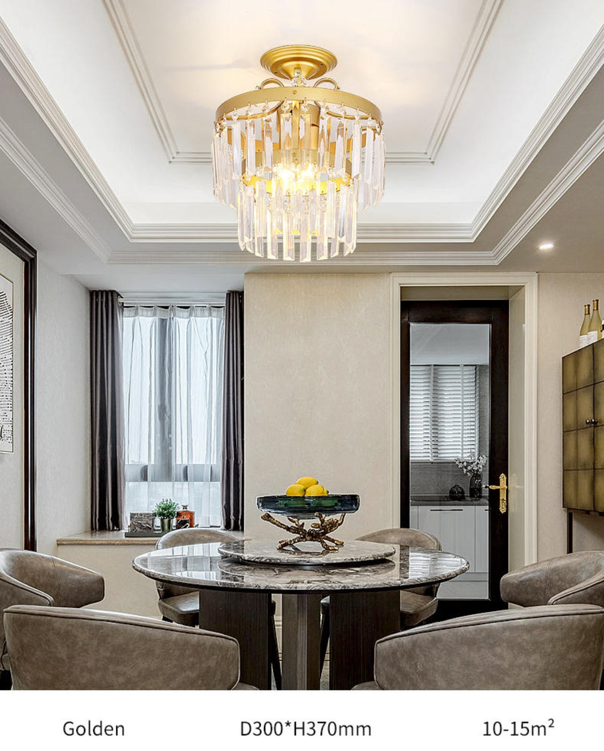 Cerium Crystal Chandelier- Gold/Black - Reflect Lighting