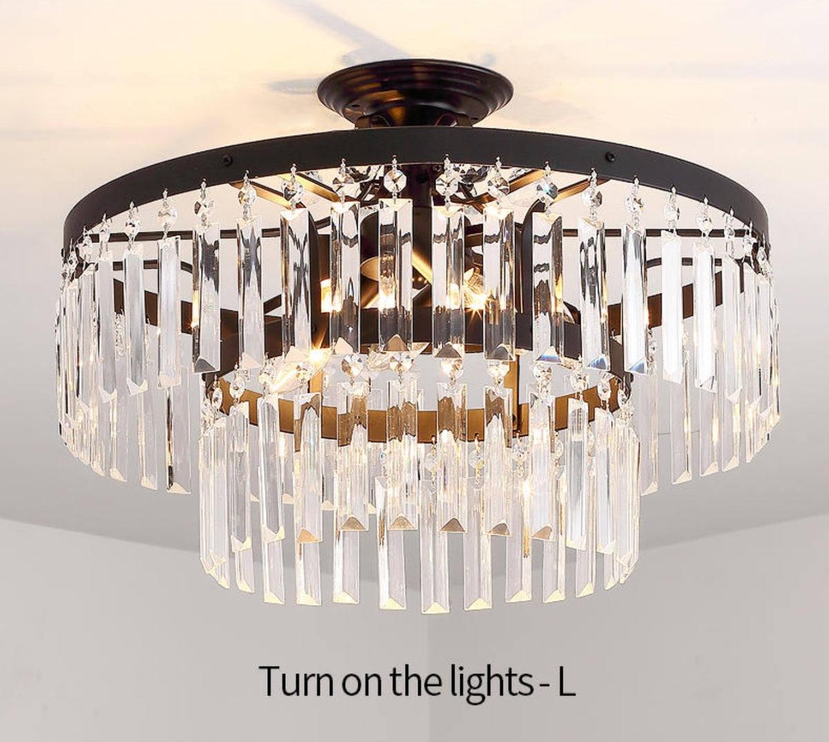 Cerium Crystal Chandelier- Gold/Black - Reflect Lighting