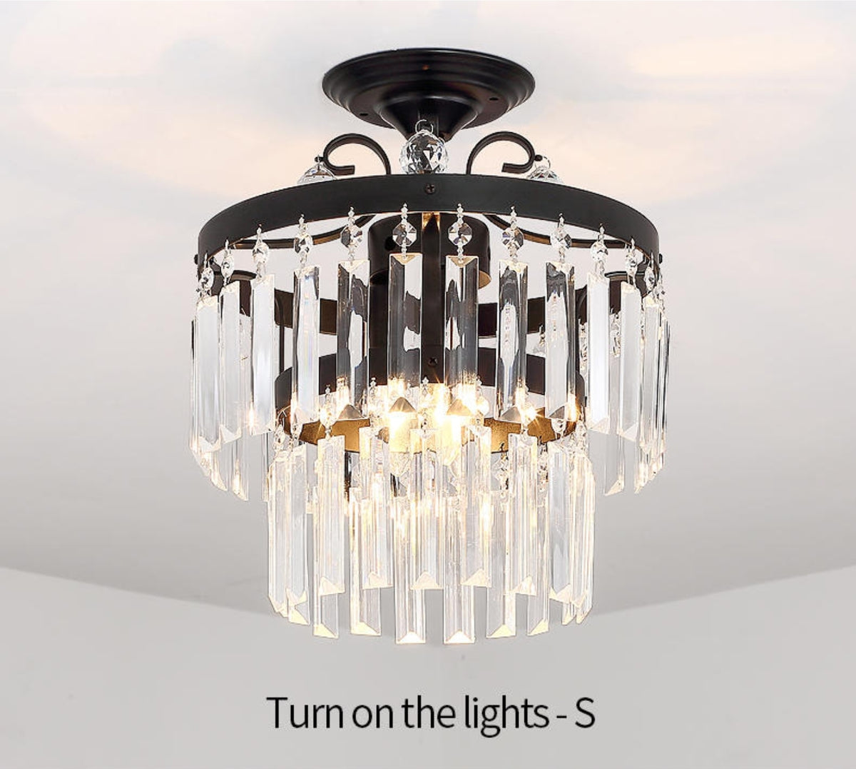 Cerium Crystal Chandelier- Gold/Black - Reflect Lighting