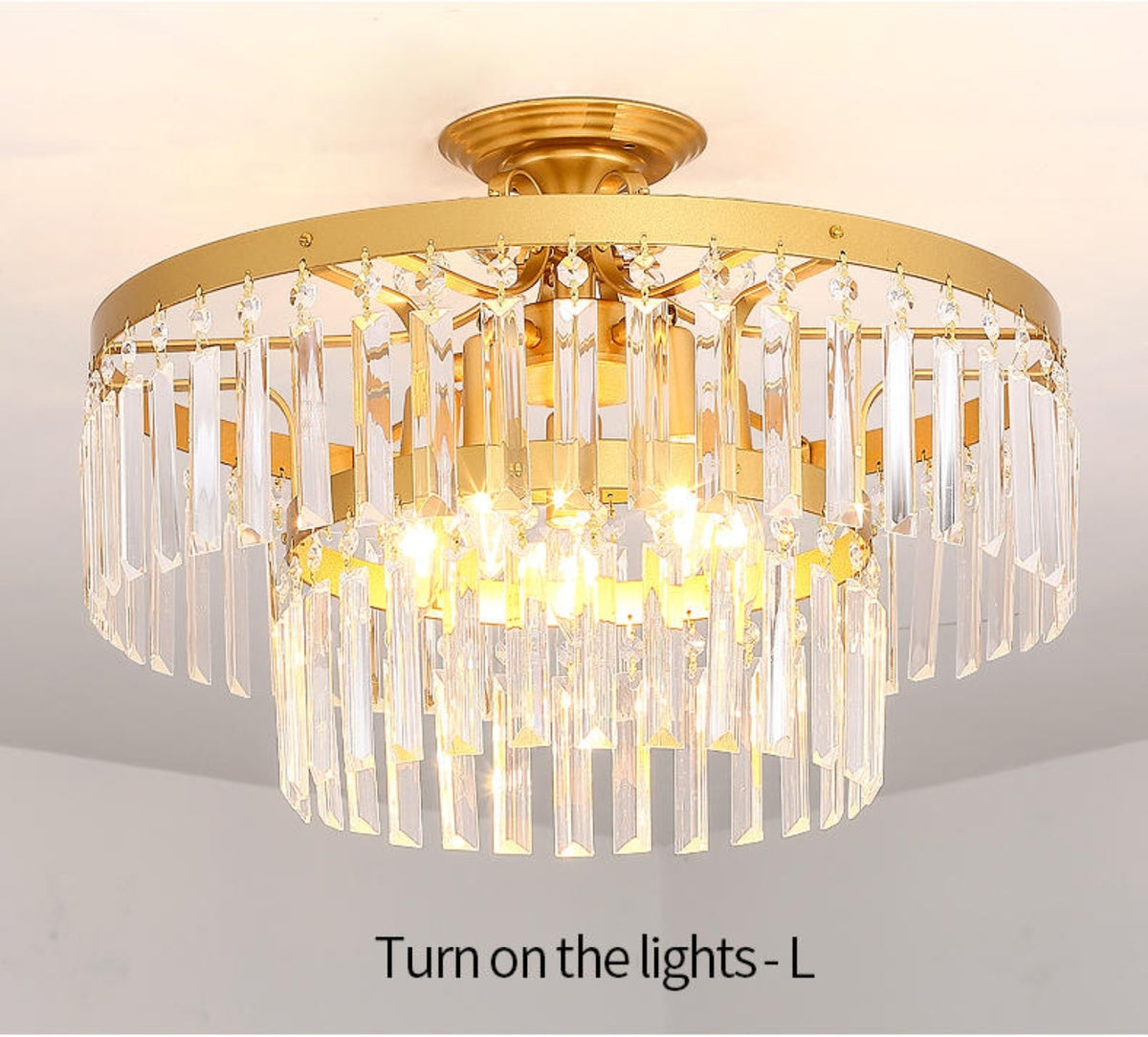 Cerium Crystal Chandelier- Gold/Black - Reflect Lighting