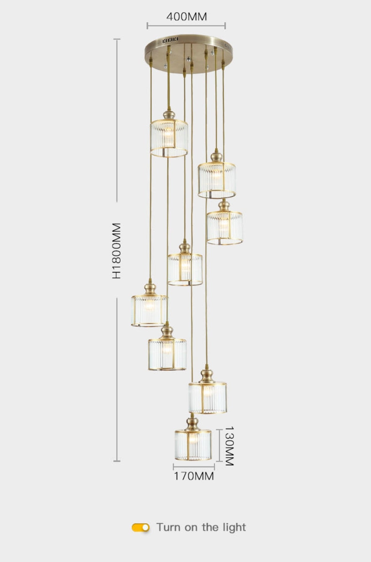 Nacomia Copper Staircase Chandelier - Reflect Lighting