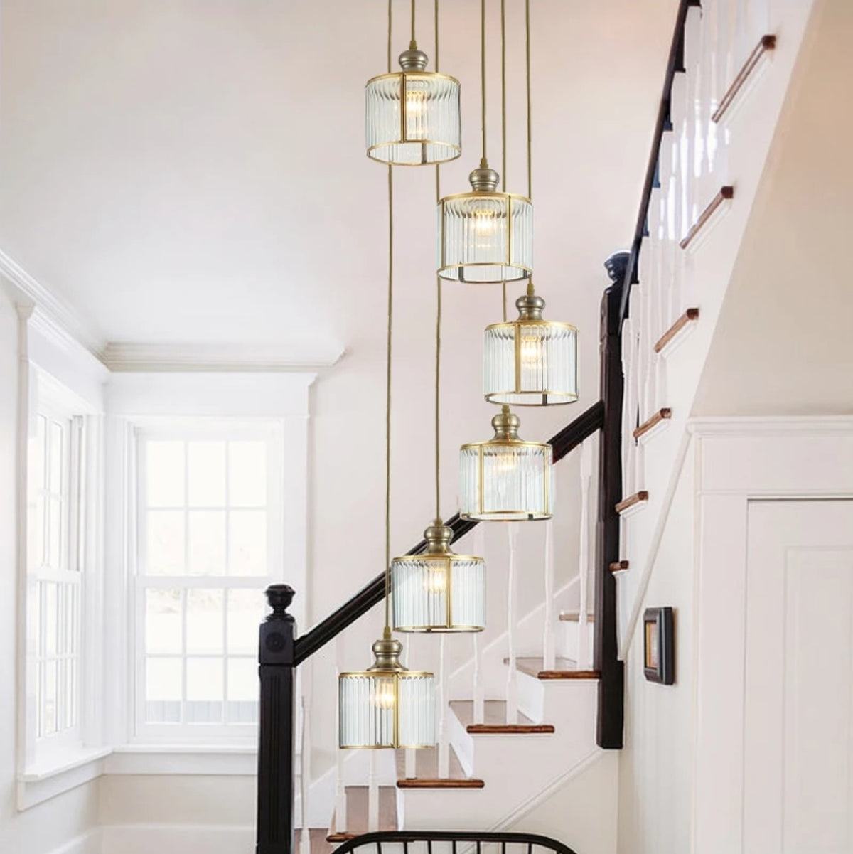 Nacomia Copper Staircase Chandelier - Reflect Lighting