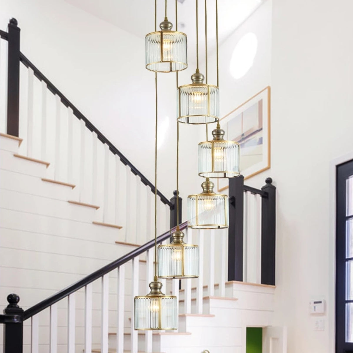 Nacomia Copper Staircase Chandelier - Reflect Lighting