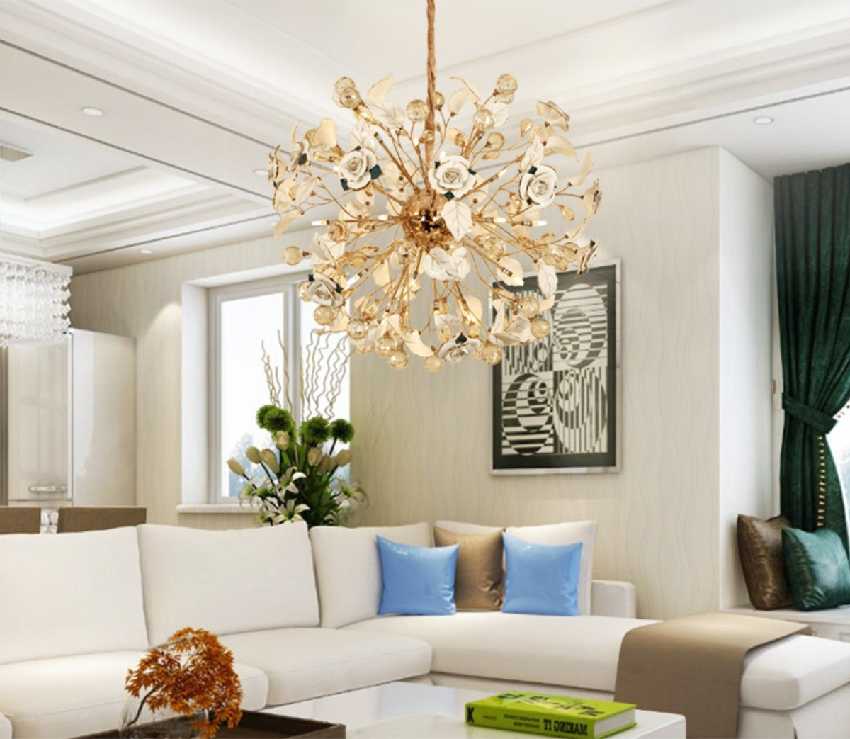 Lotus Flower Crystal Chandelier-6 Colours - Reflect Lighting