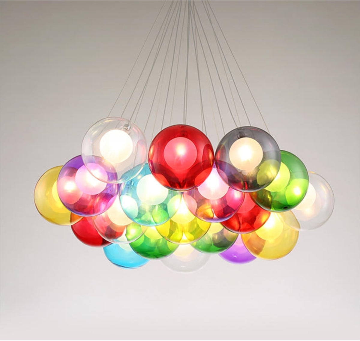 Glass Led Lights Chandelier- Multicolored/Clear - Reflect Lighting