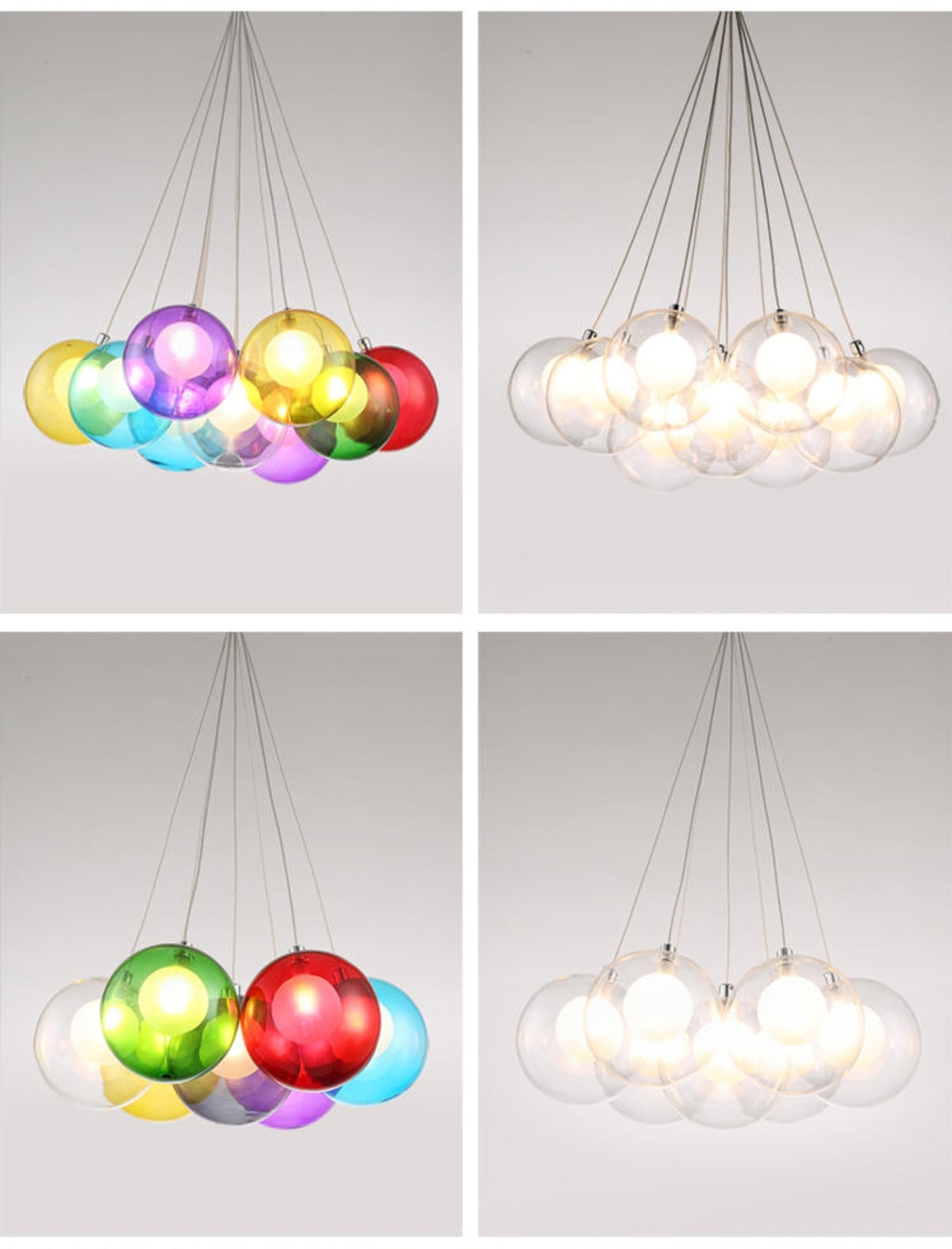 Glass Led Lights Chandelier- Multicolored/Clear - Reflect Lighting