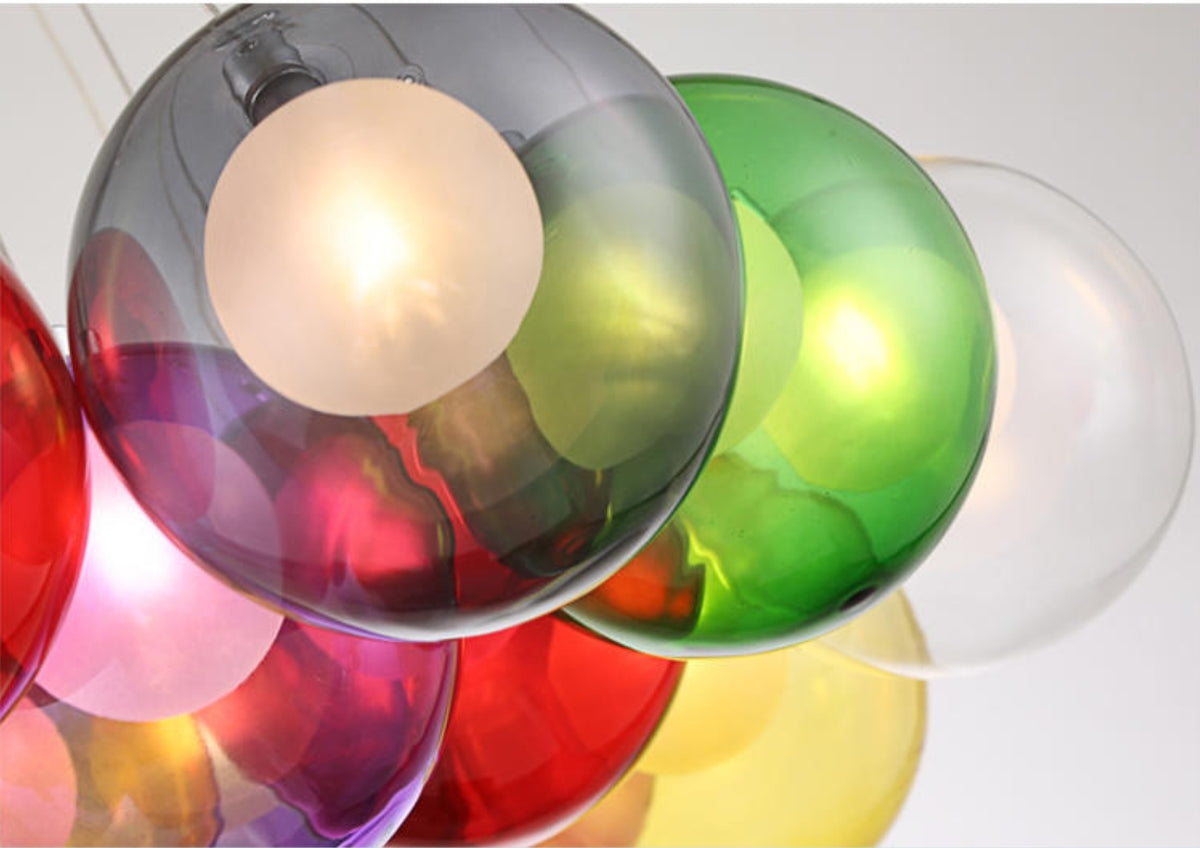 Glass Led Lights Chandelier- Multicolored/Clear - Reflect Lighting