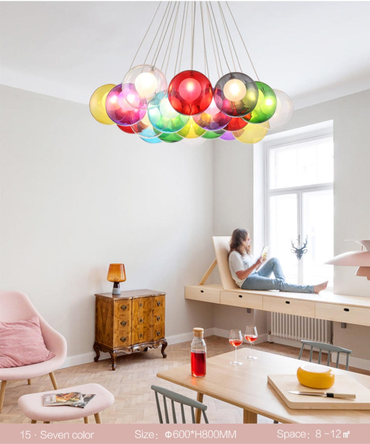 Glass Led Lights Chandelier- Multicolored/Clear - Reflect Lighting