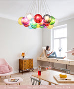 Glass Led Lights Chandelier- Multicolored/Clear - Reflect Lighting