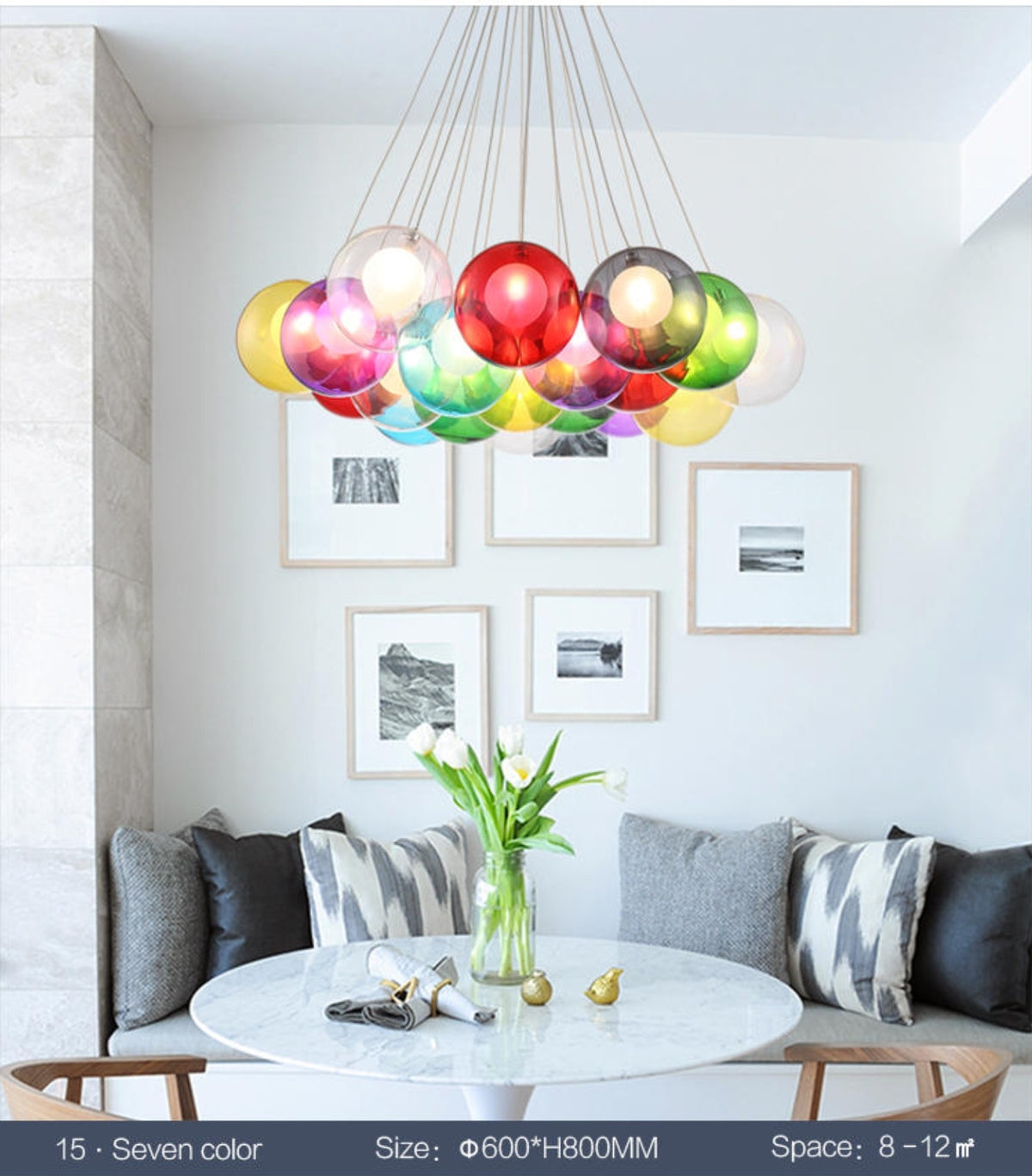 Glass Led Lights Chandelier- Multicolored/Clear - Reflect Lighting
