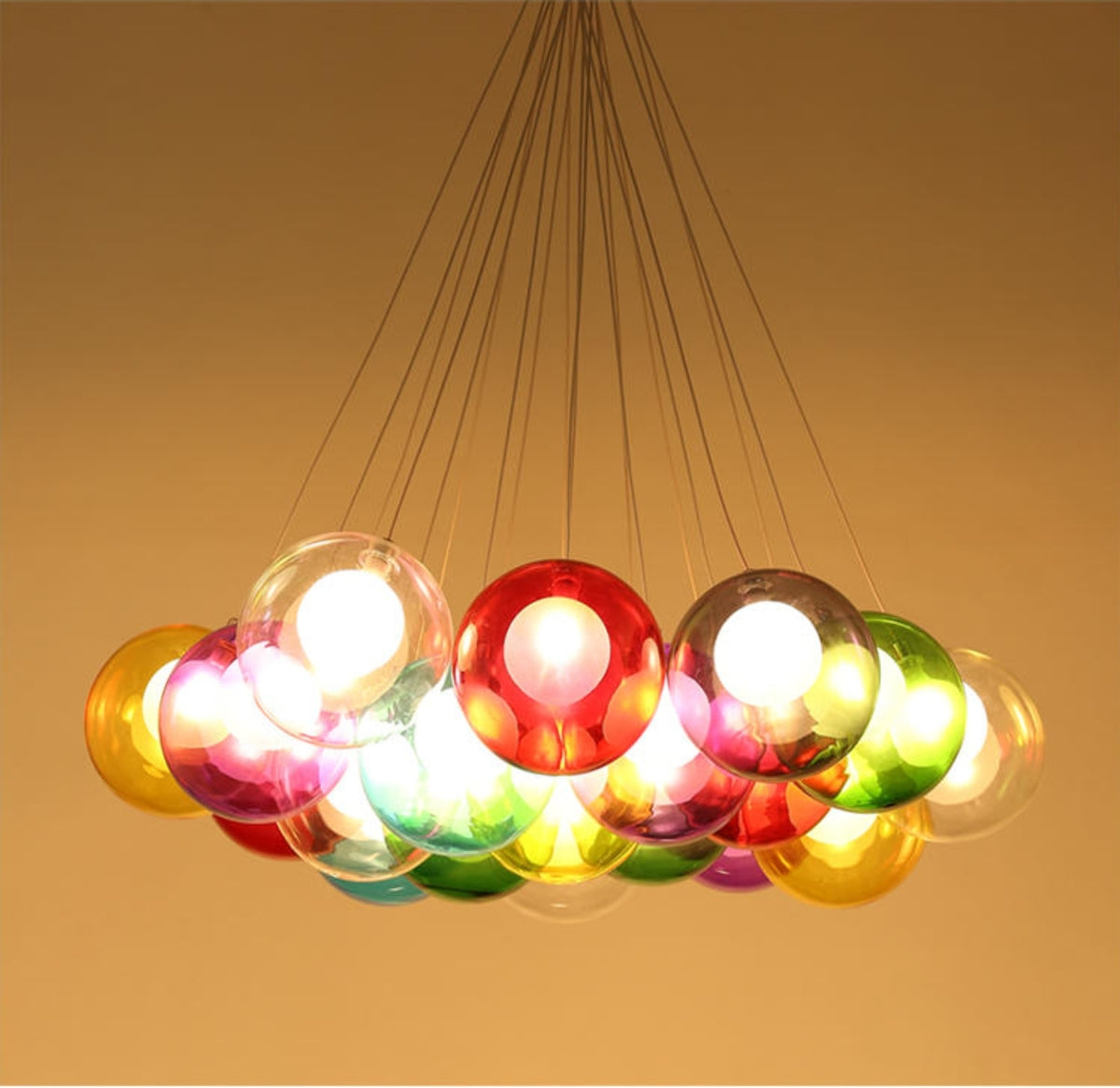 Glass Led Lights Chandelier- Multicolored/Clear - Reflect Lighting