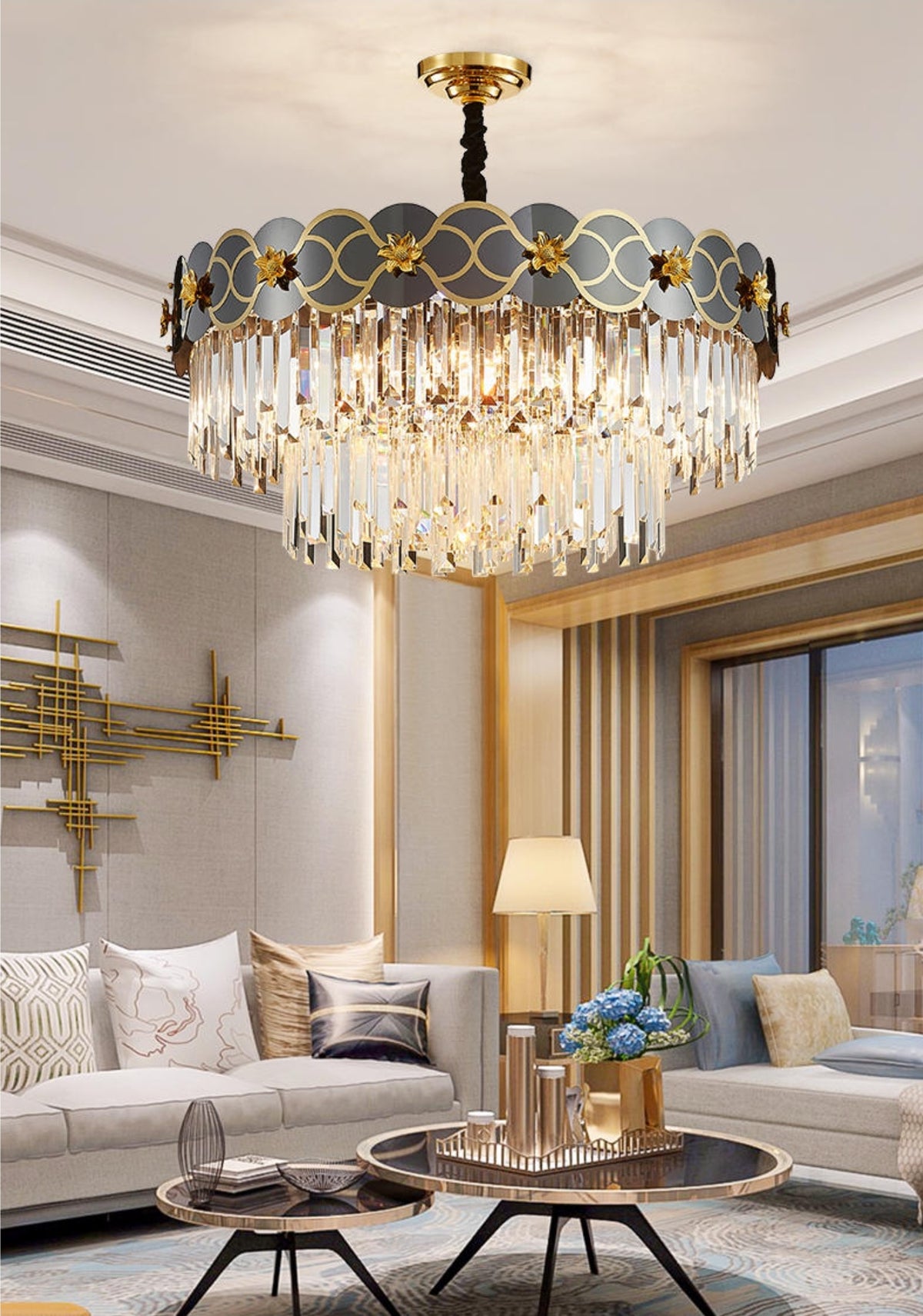 Orchard Chandelier Golden Lisianthus - Round/Rectangle - Reflect Lighting