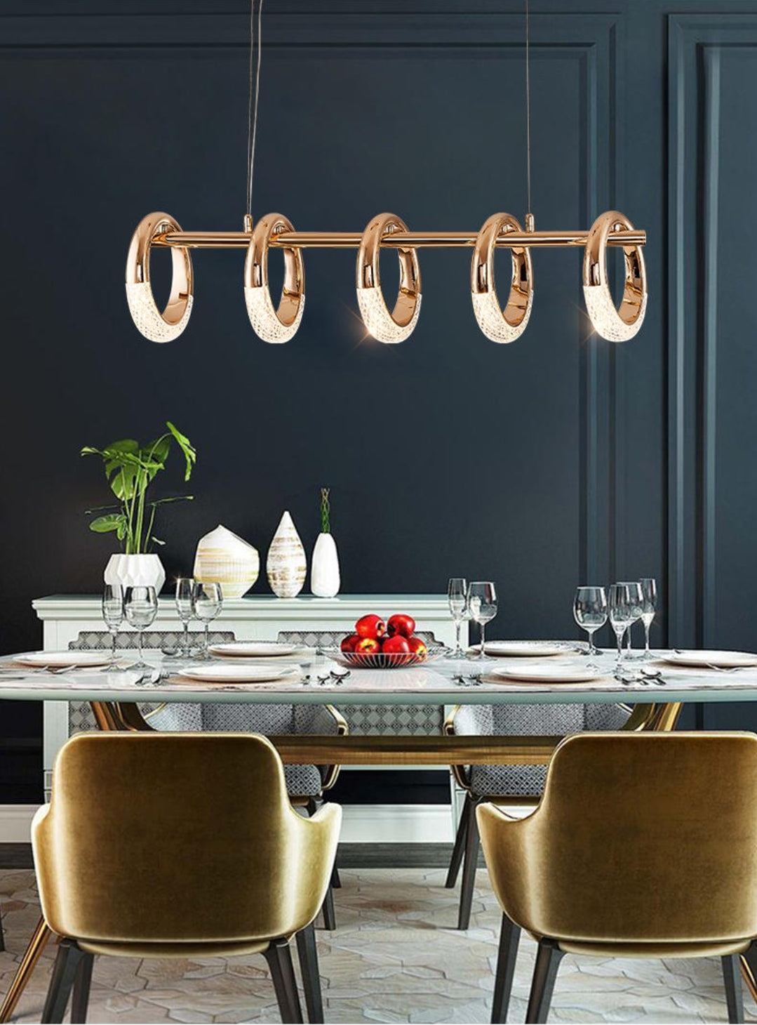 Swinson Rose Gold Led Ring Chandelier - Reflect Lighting