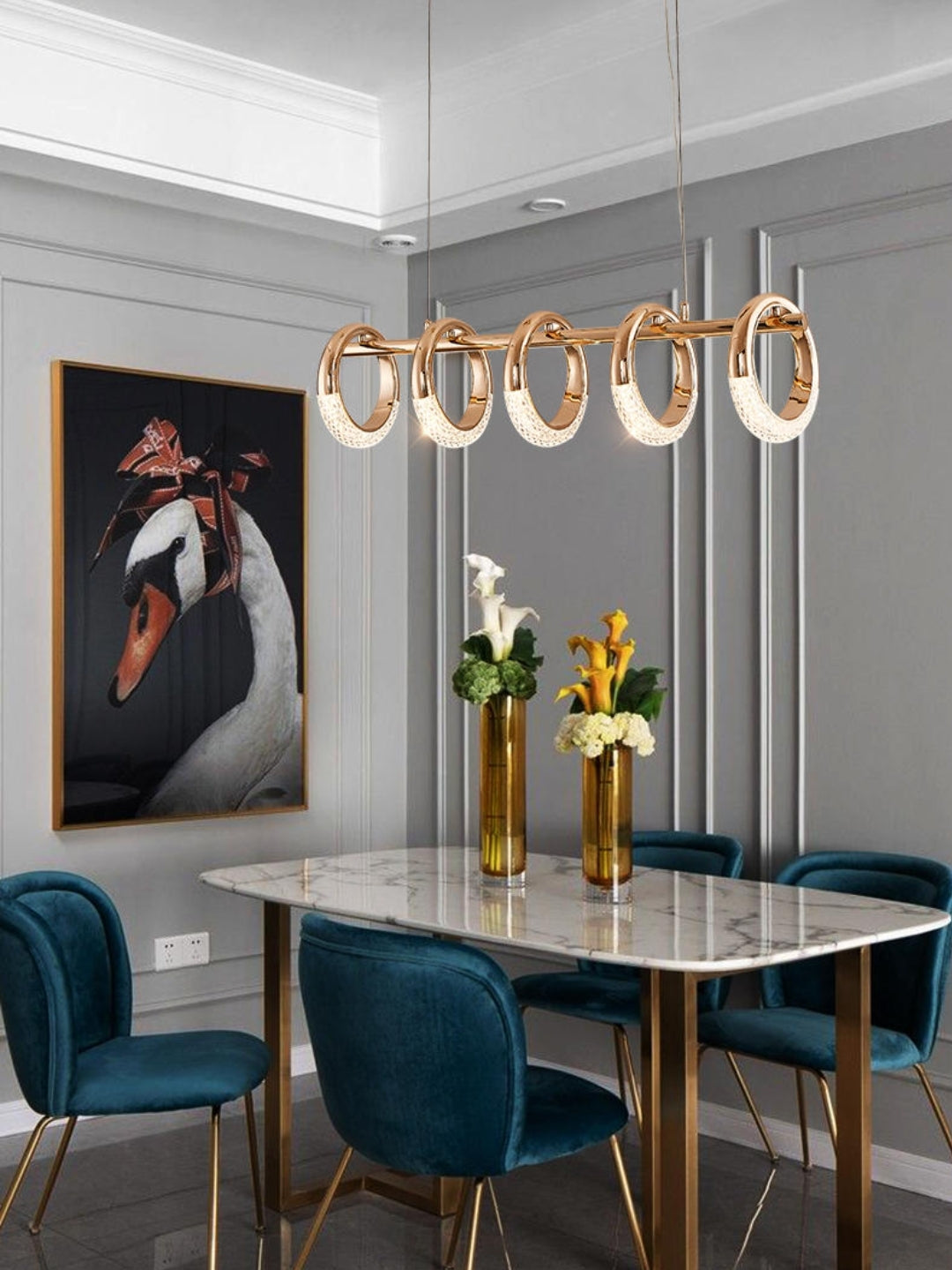 Swinson Rose Gold Led Ring Chandelier - Reflect Lighting