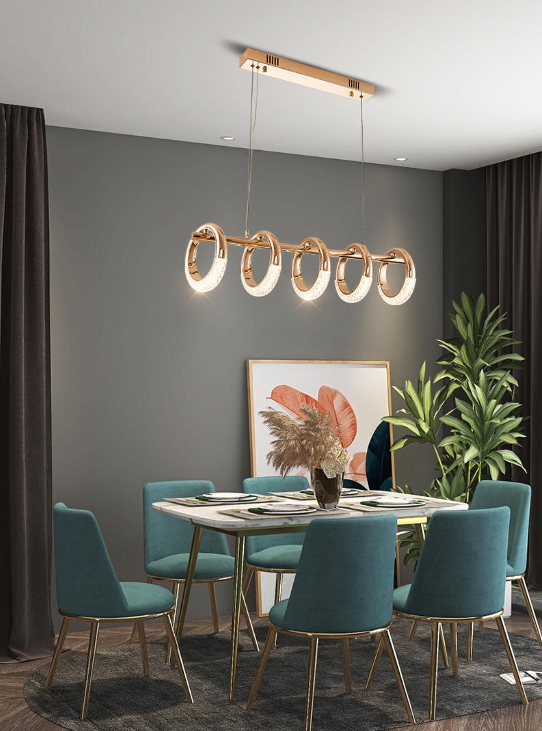 Swinson Rose Gold Led Ring Chandelier - Reflect Lighting