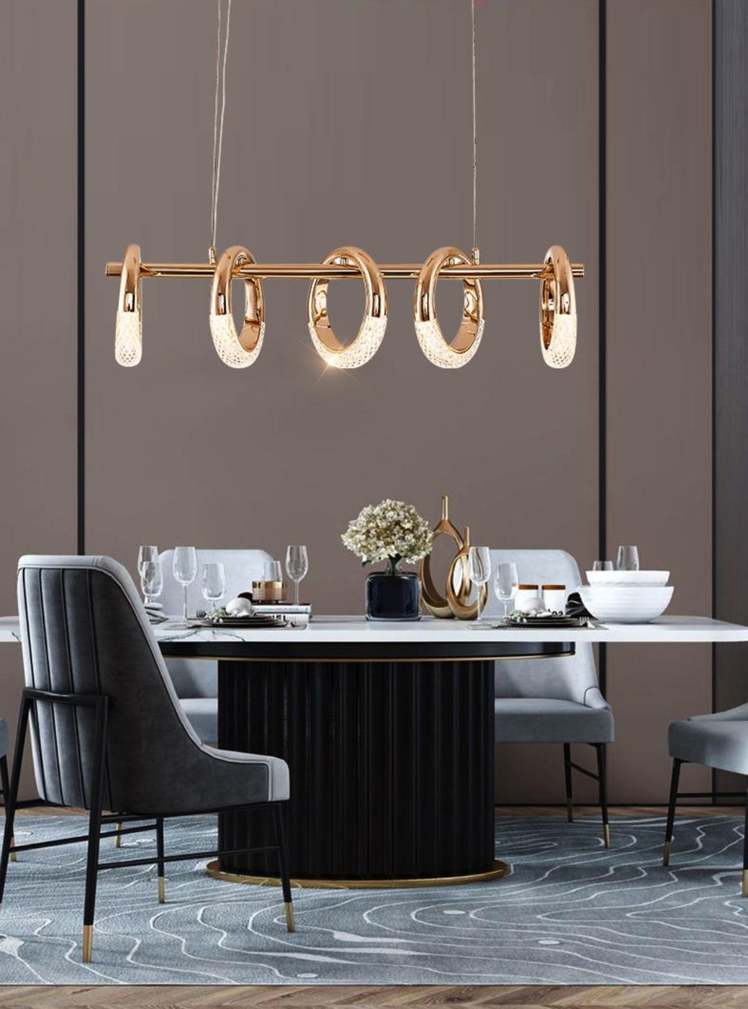 Swinson Rose Gold Led Ring Chandelier - Reflect Lighting
