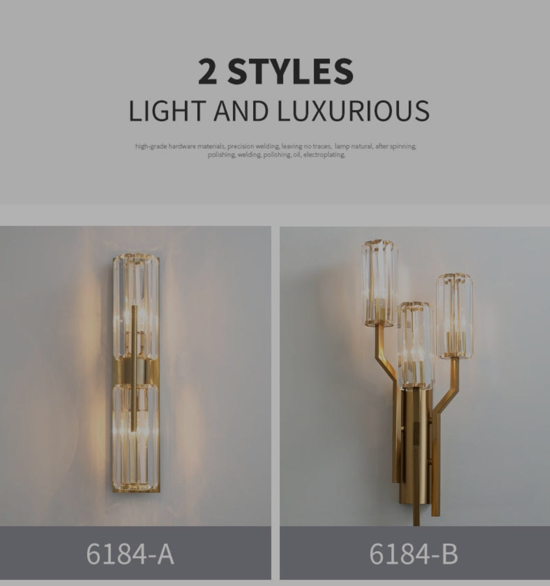 Bambini Gold Crystal Wall Light - 2 Shapes - Reflect Lighting