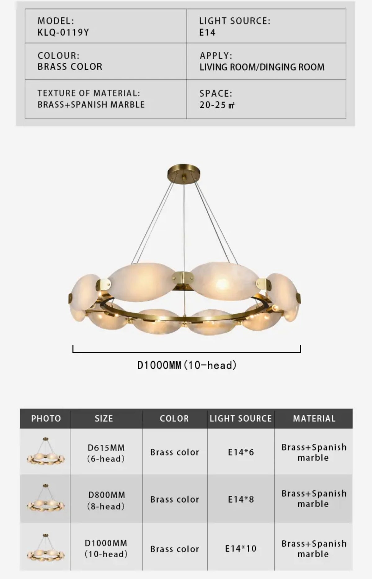 Eubanks Copper Marble Chandelier