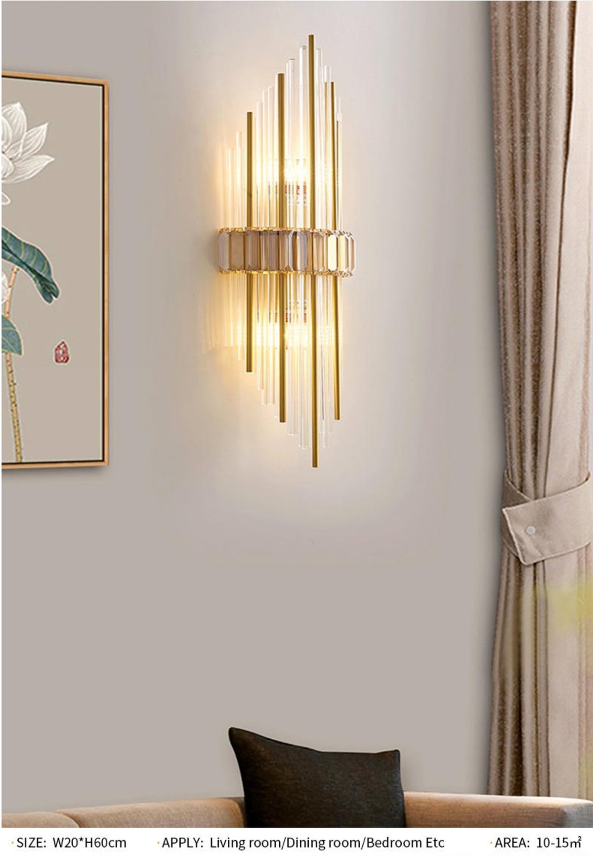 Marsily Copper Gold/Black Crystal Wall Lamp - Reflect Lighting