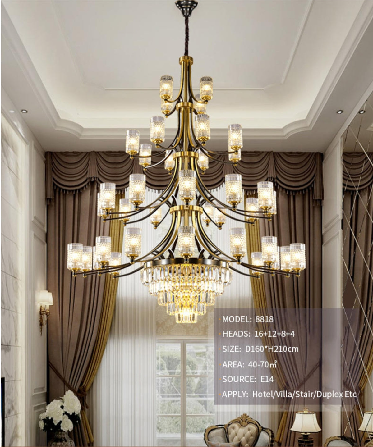 Hadleigh Dirksen Copper Gold Chandelier - Reflect Lighting