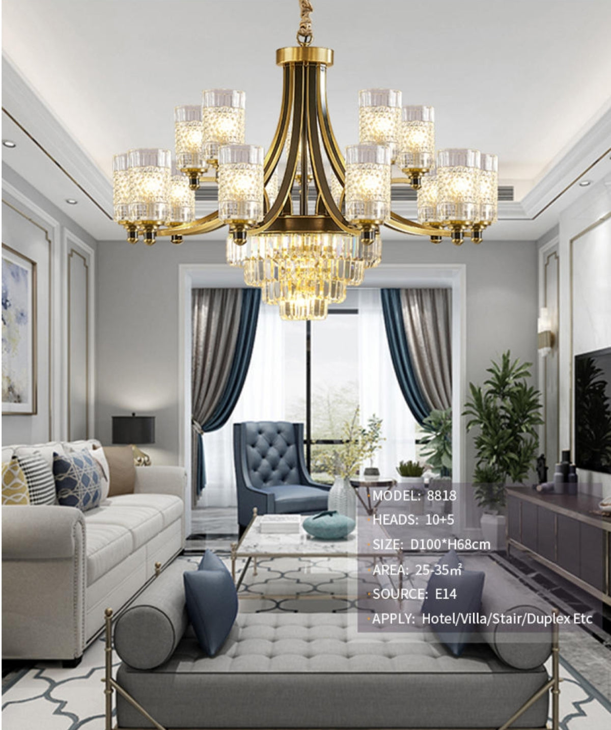 Hadleigh Dirksen Copper Gold Chandelier - Reflect Lighting