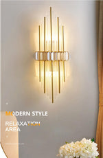 Marsily Copper Gold/Black Crystal Wall Lamp - Reflect Lighting