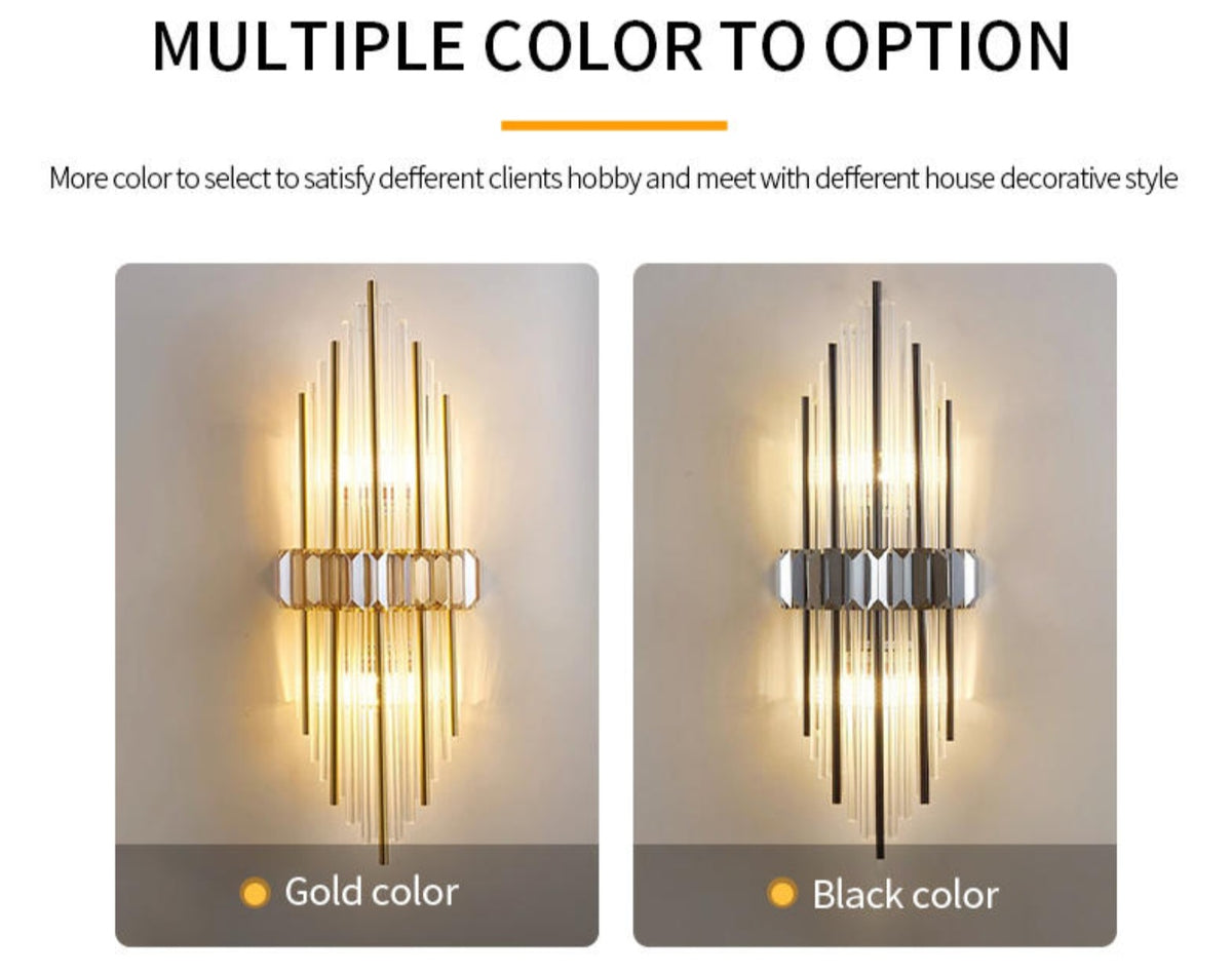 Marsily Copper Gold/Black Crystal Wall Lamp - Reflect Lighting