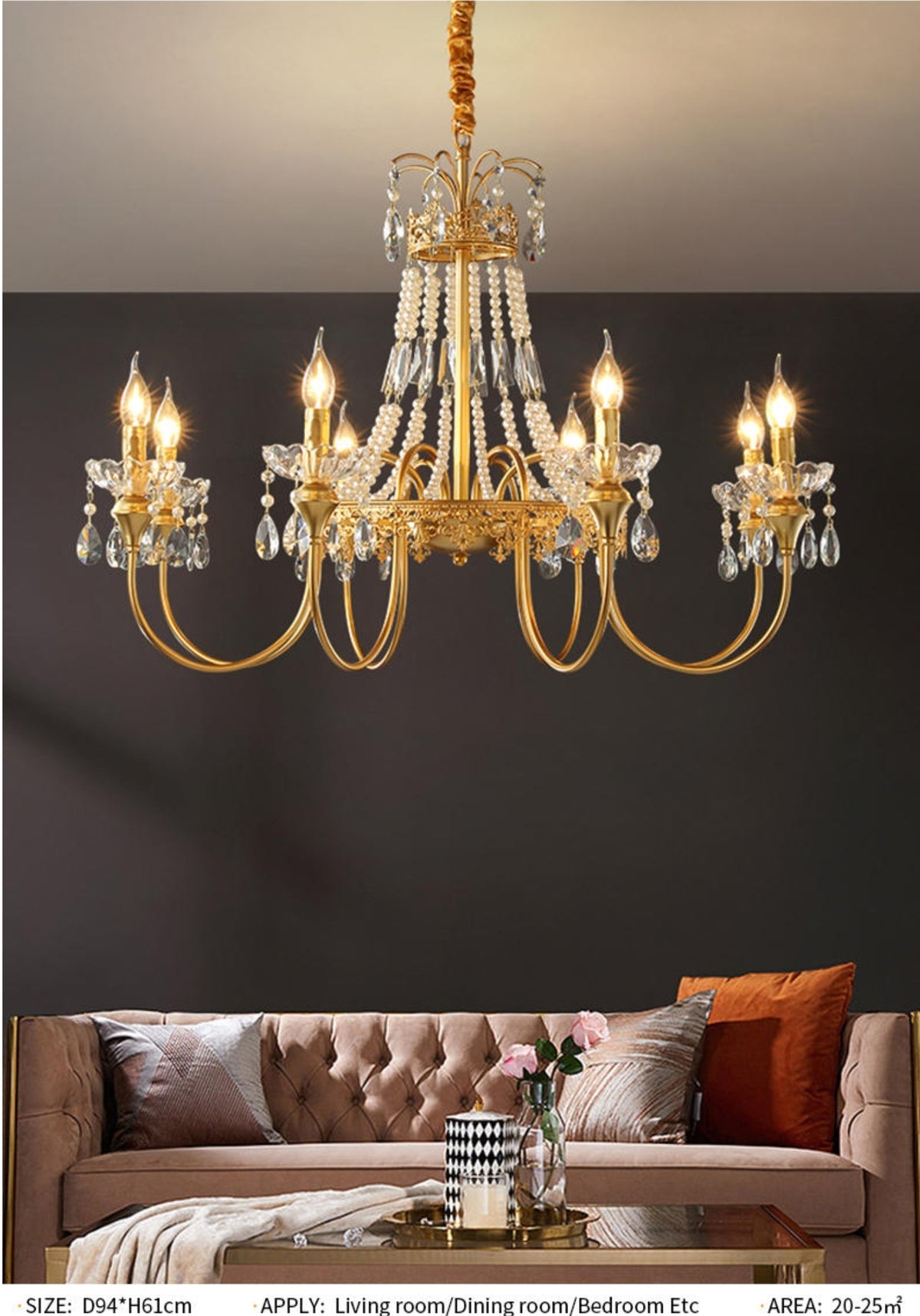 Aafko Eolia Gold Pearl Chandelier - Reflect Lighting