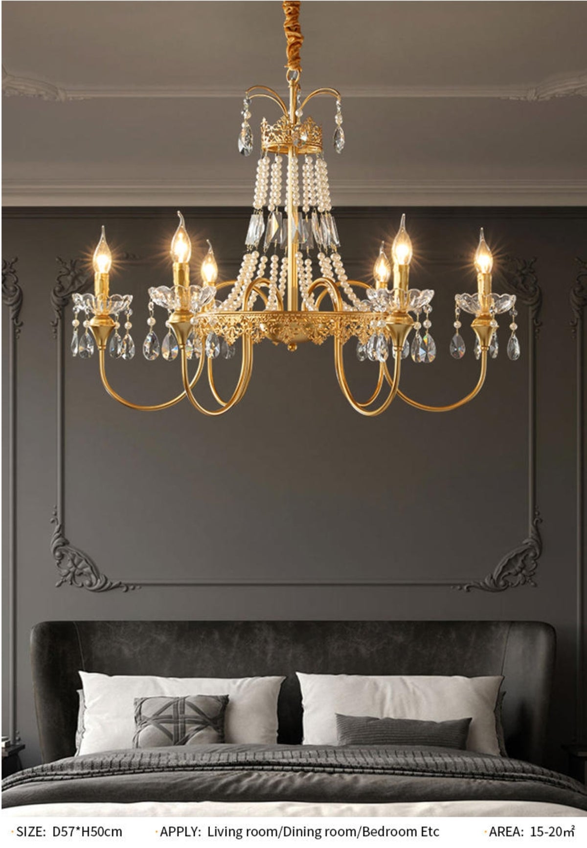 Aafko Eolia Gold Pearl Chandelier - Reflect Lighting