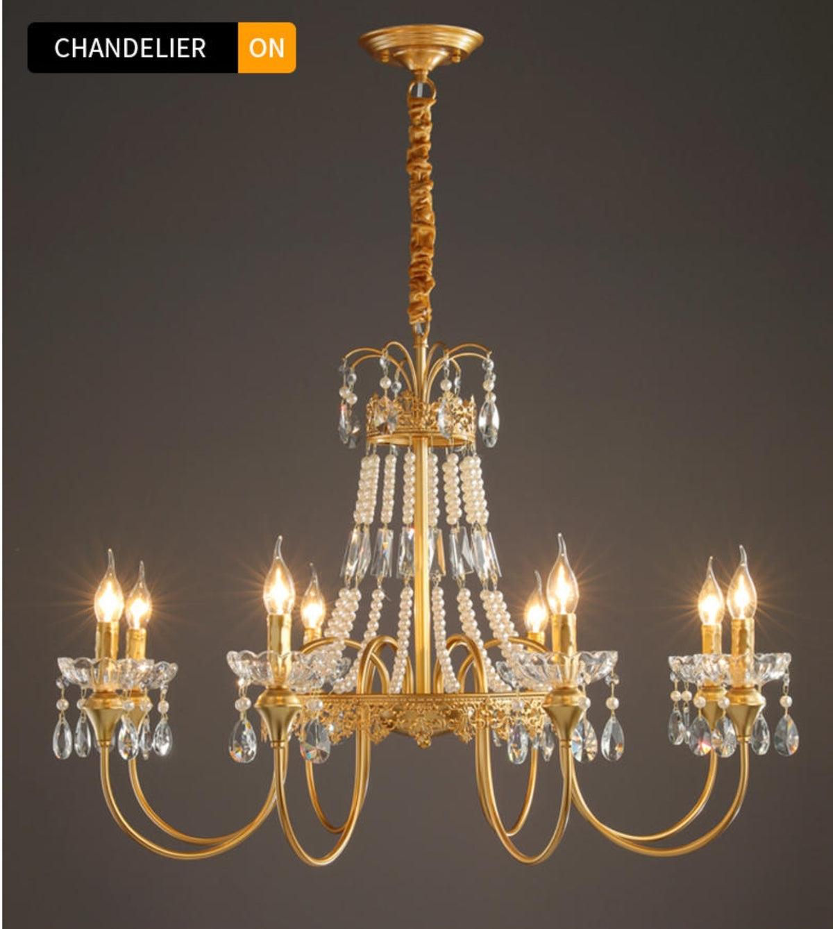 Aafko Eolia Gold Pearl Chandelier - Reflect Lighting