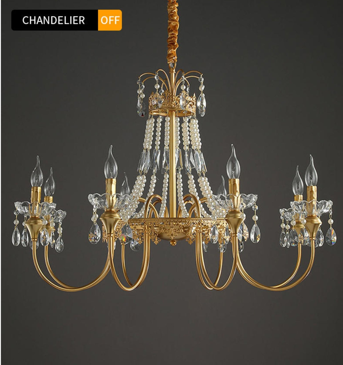 Aafko Eolia Gold Pearl Chandelier - Reflect Lighting