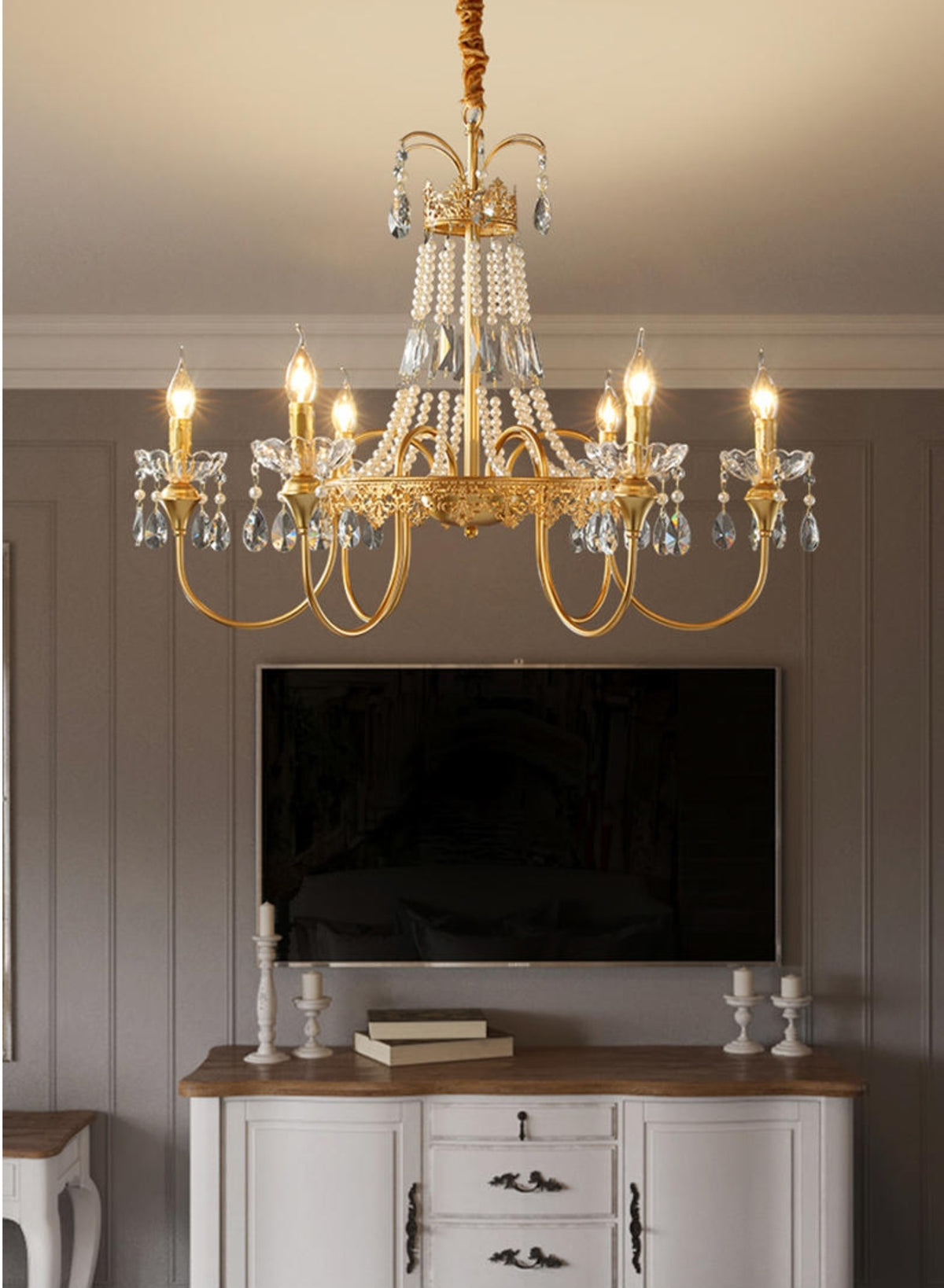 Aafko Eolia Gold Pearl Chandelier - Reflect Lighting
