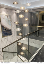 Chasse Lowther Staircase Chandelier- Smokey Grey, Cognac & Transparent - Reflect Lighting