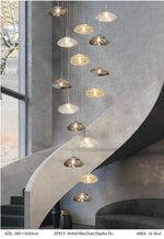 Chasse Lowther Staircase Chandelier- Smokey Grey, Cognac & Transparent - Reflect Lighting