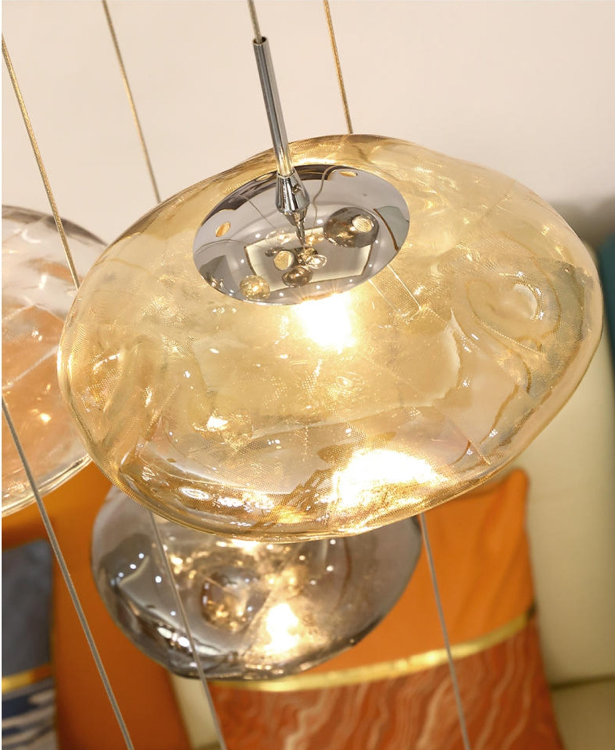 Chasse Lowther Staircase Chandelier- Smokey Grey, Cognac & Transparent - Reflect Lighting