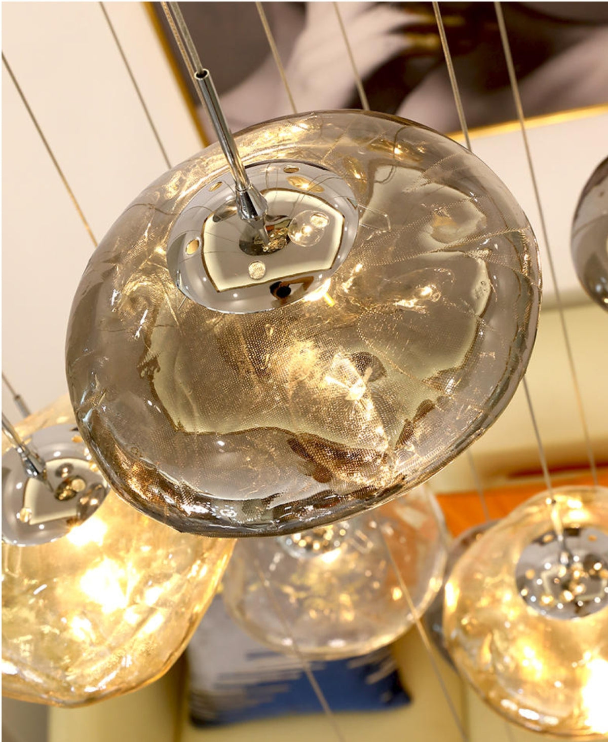 Chasse Lowther Staircase Chandelier- Smokey Grey, Cognac & Transparent - Reflect Lighting