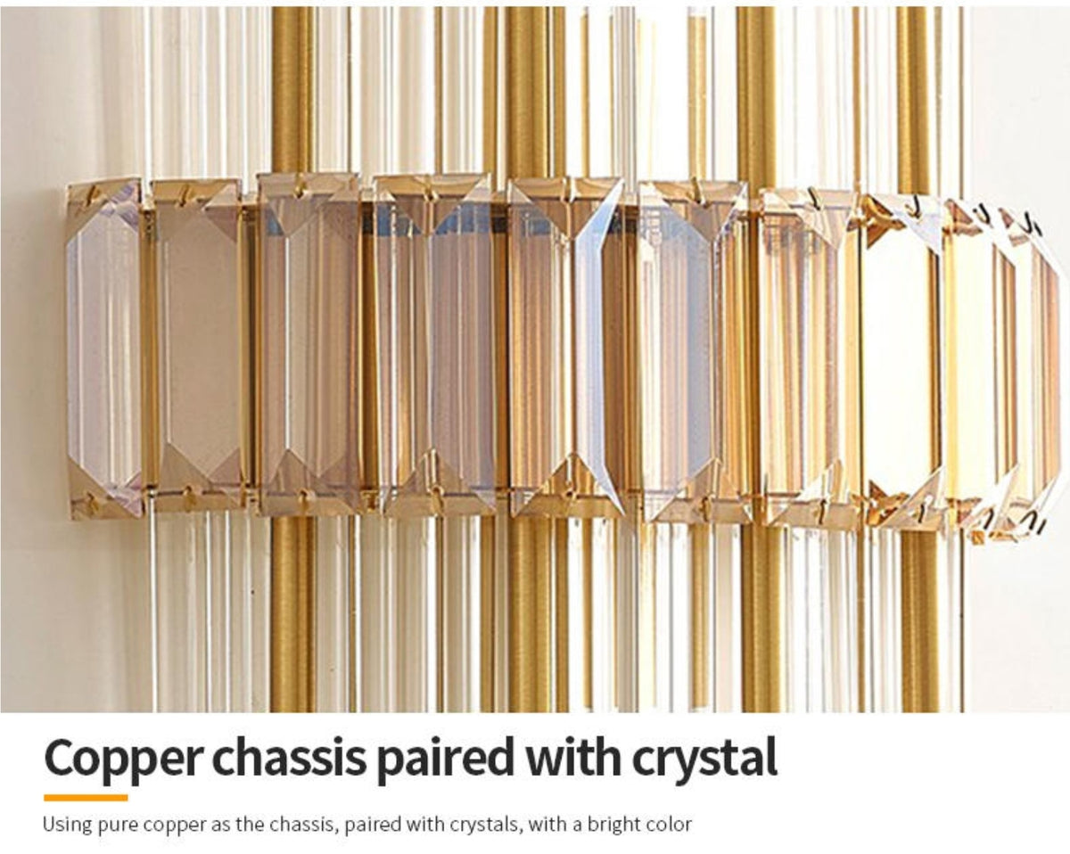 Marsily Copper Gold/Black Crystal Wall Lamp - Reflect Lighting