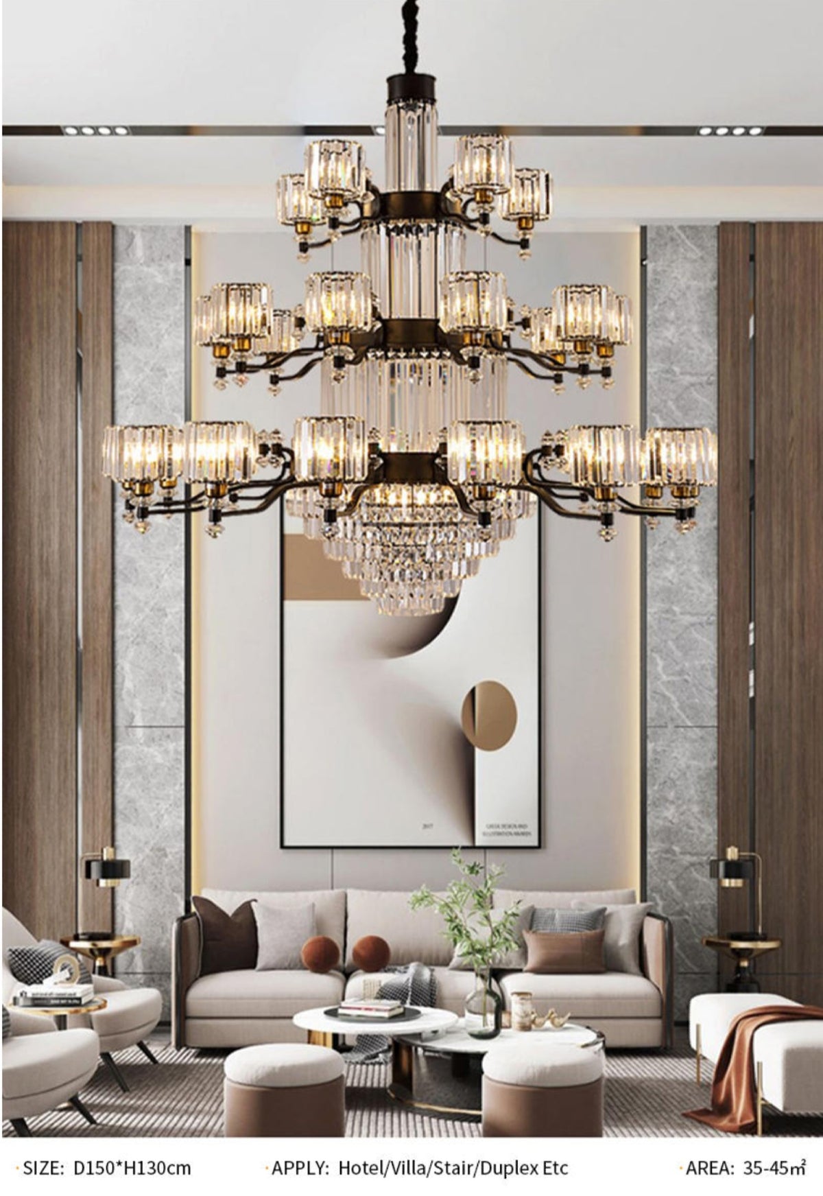 Boerner Boydston Gold/Black Crystal Chandelier - Reflect Lighting