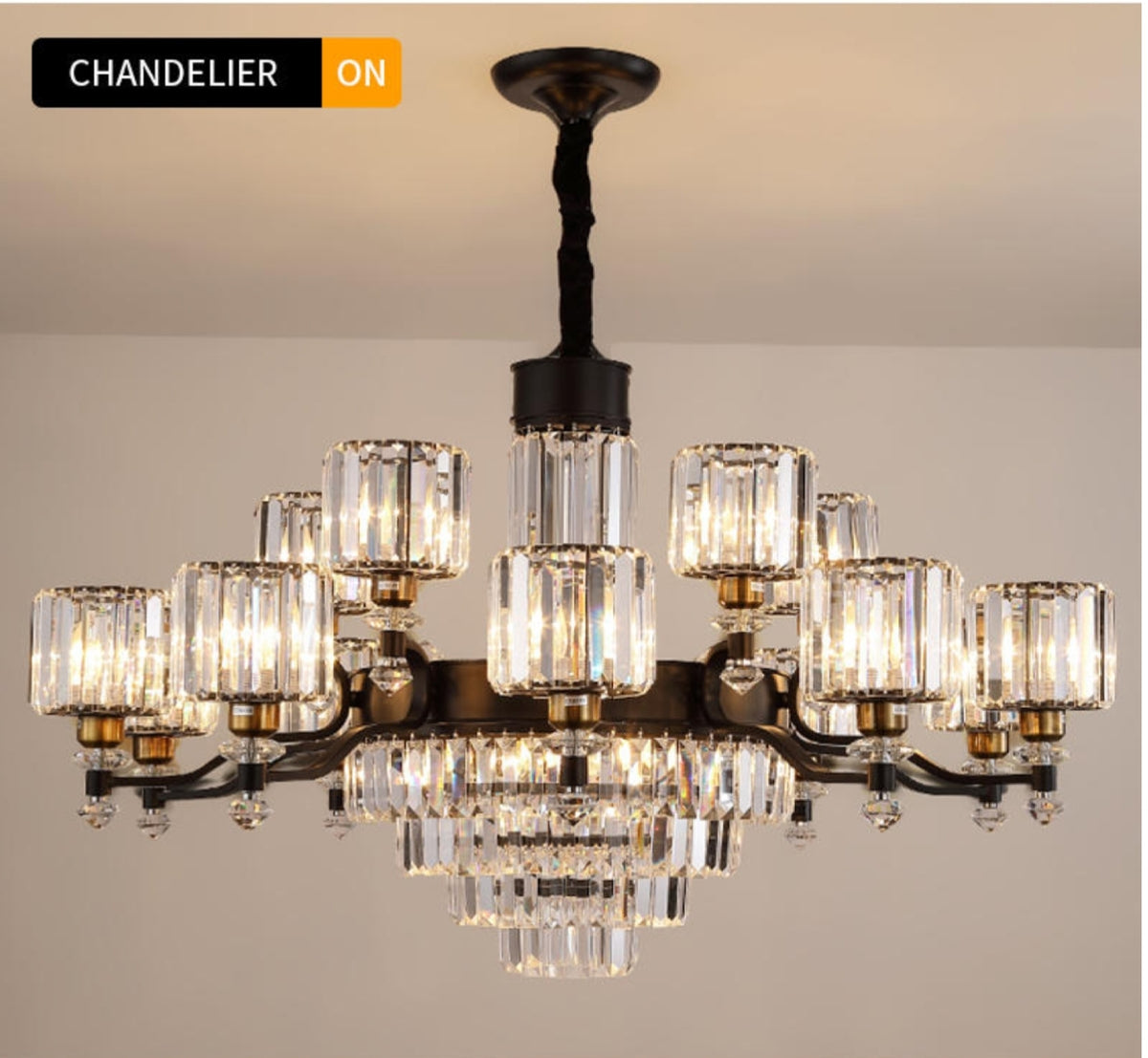 Boerner Boydston Gold/Black Crystal Chandelier - Reflect Lighting