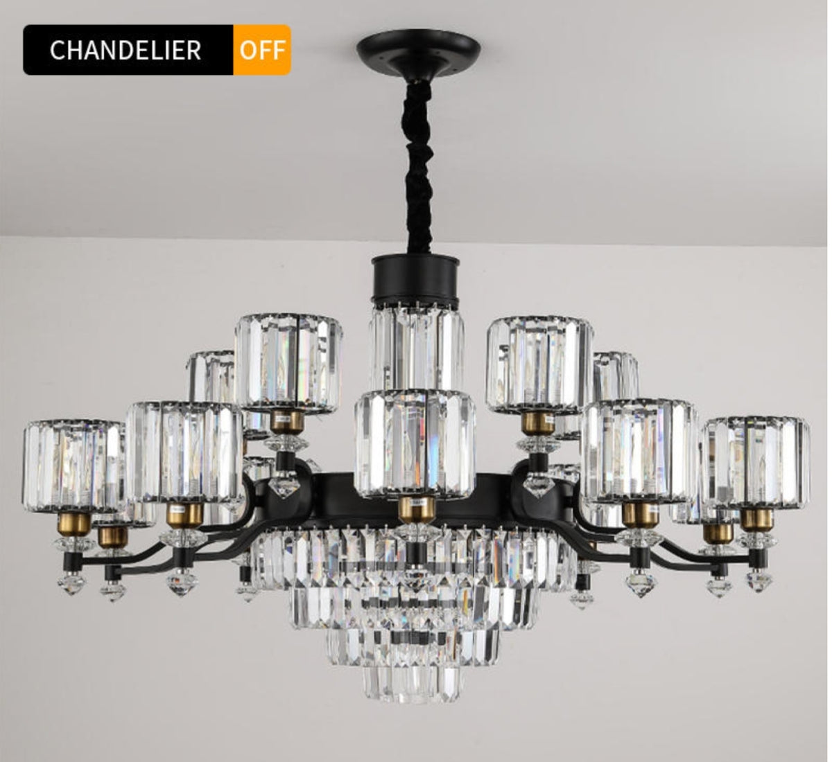Boerner Boydston Gold/Black Crystal Chandelier - Reflect Lighting