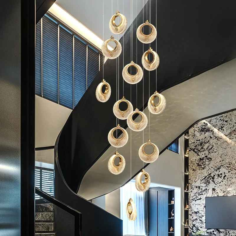 Priscila Coles Gold Staircase Chandelier - Colour & Brightness Changing