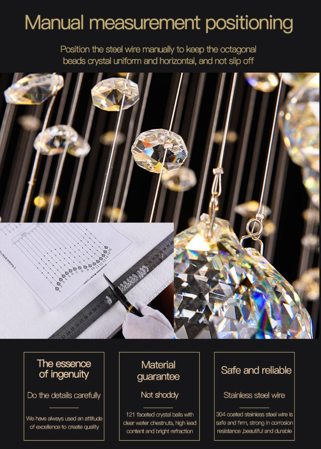 Babcock Long Crystal Glass Chandelier - Reflect Lighting