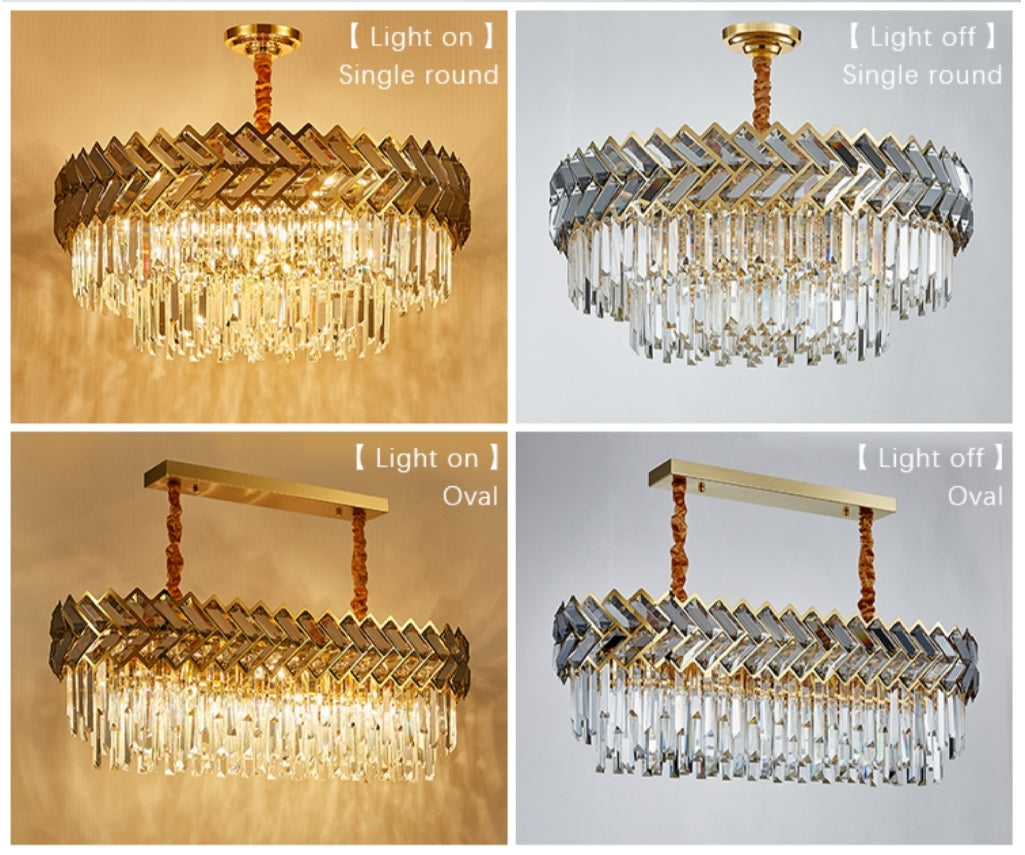 Maribel Crystal Chandelier Light- Round/Rectangle - Reflect Lighting