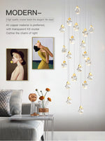 Pear Diamond Gold Staircase Chandelier Lamp - Reflect Lighting