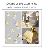 Pear Diamond Gold Staircase Chandelier Lamp - Reflect Lighting