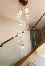 Pear Diamond Gold Staircase Chandelier Lamp - Reflect Lighting