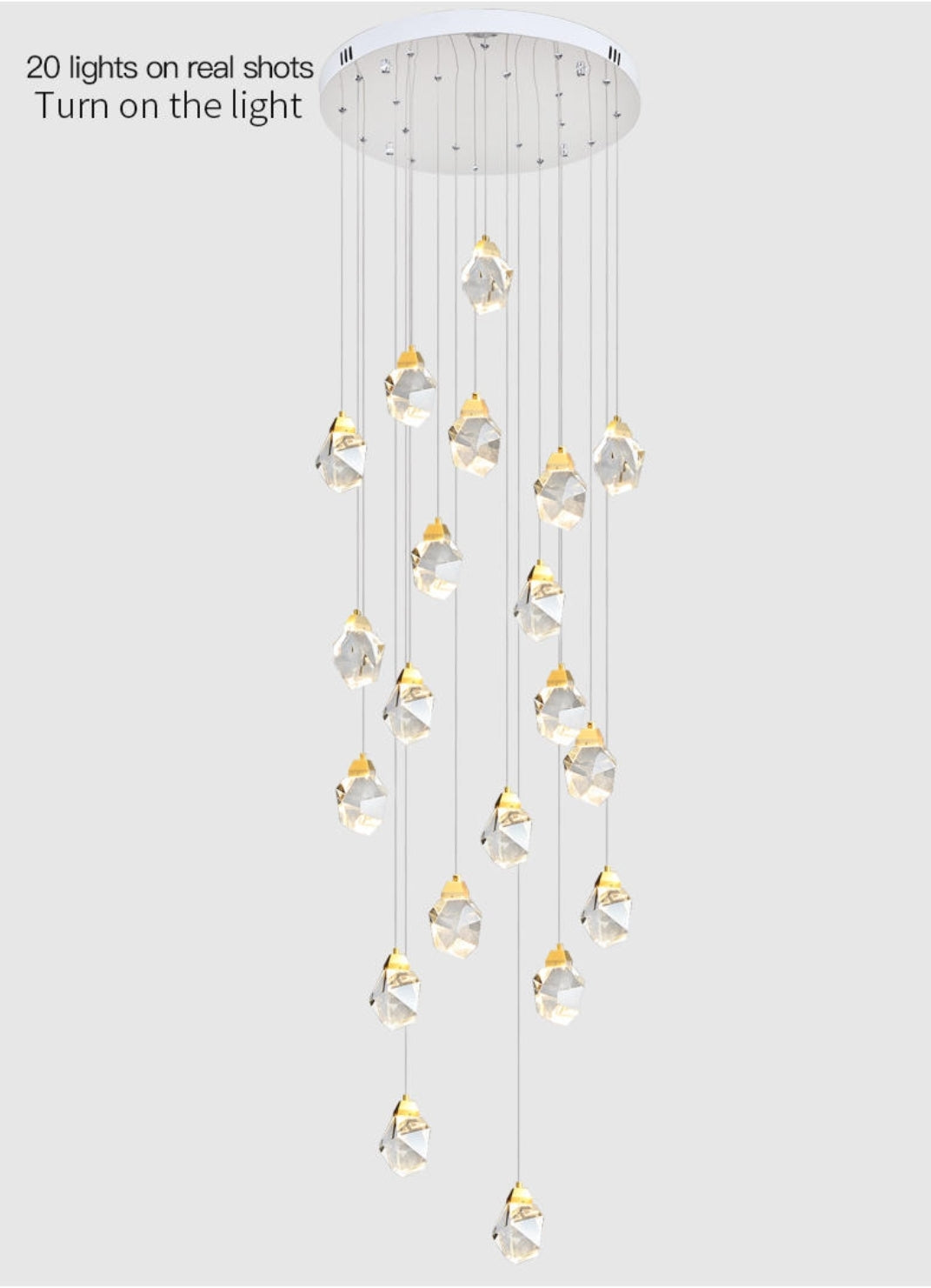 Pear Diamond Gold Staircase Chandelier Lamp - Reflect Lighting